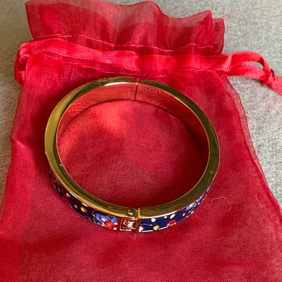 Talbots Gold-Tone Floral Enamel Bangle in Blue and Red - Picture 3 of 3